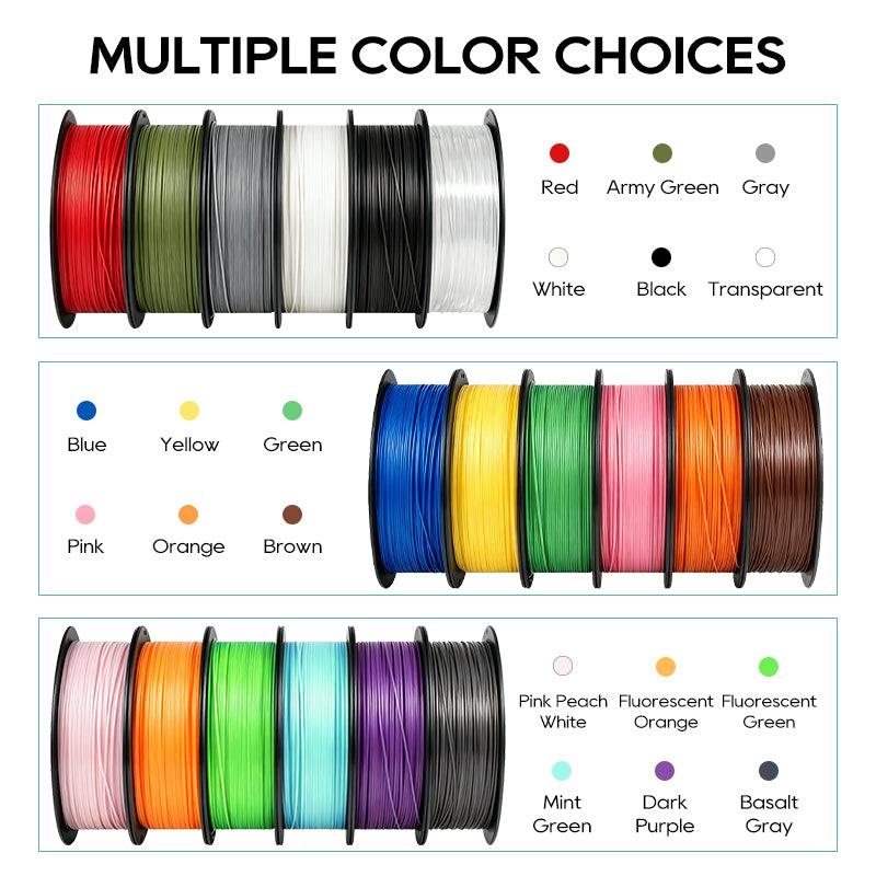 DOWELL3D PETG — official manufacturer color chart; availability varies by selected color