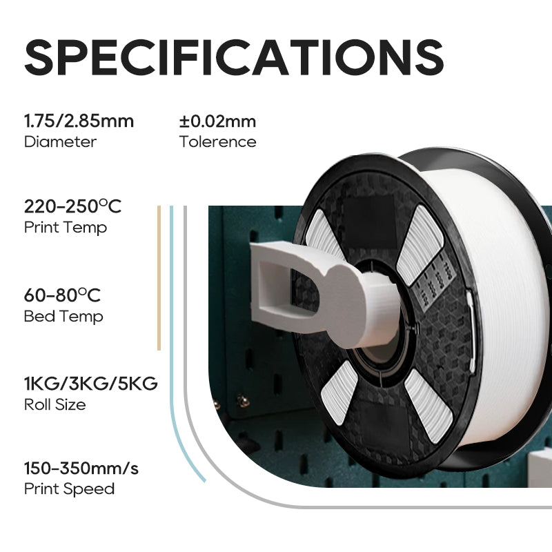 DOWELL3D PETG — official manufacturer specifications across available spool sizes
