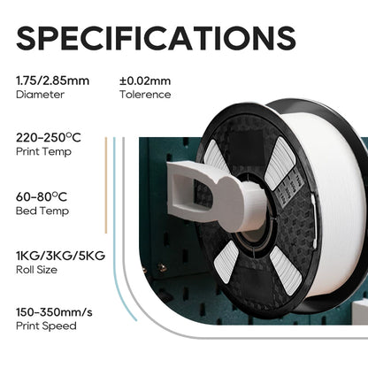 DOWELL3D PETG — official manufacturer specifications across available spool sizes